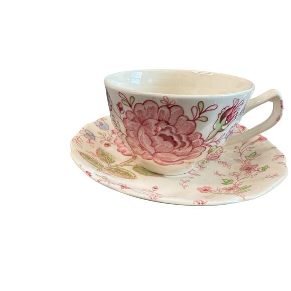 Johnson Brothers VTG Rose Chintz Pink Floral England 5 Teacup and Saucer Set - Picture 6 of 12